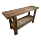 Vintage French beech side table, console, washbasin unit, industrial side table, circa 1950–1970.