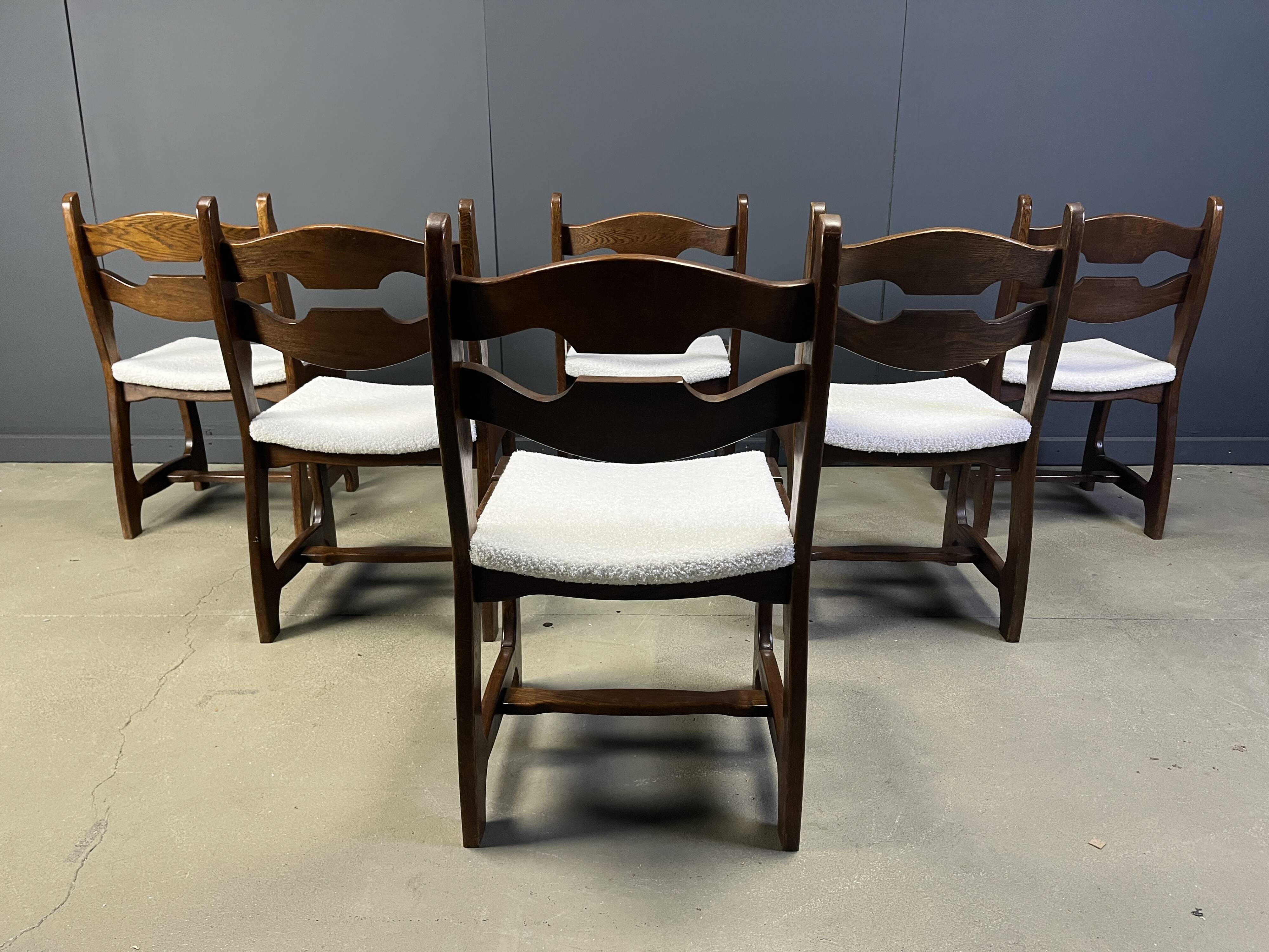 Vintage brutalist dining chairs, set of 6 - 1960s