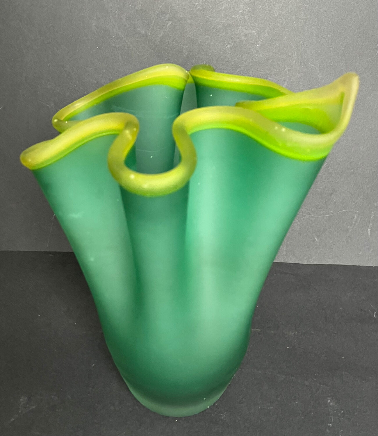 Handkerchief vase in frosted glass