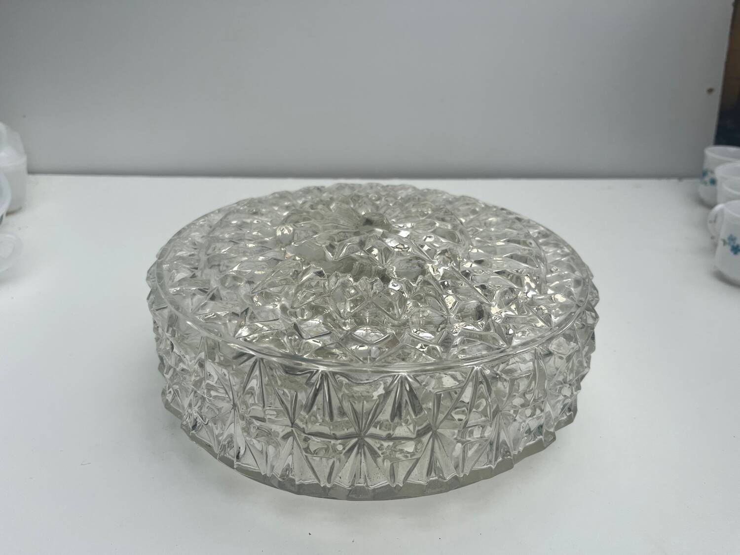 Ceiling light wall lamp minimalist industrial round transparent glass design 70s