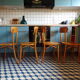 4 curved wooden bistro chairs