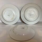 Three old earthenware soup plates from the 1930s, water lilies model