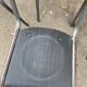 4 industrial school chairs tubular steel and mullca type wood