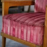 Fauteuil en chêne et velours 1940’s