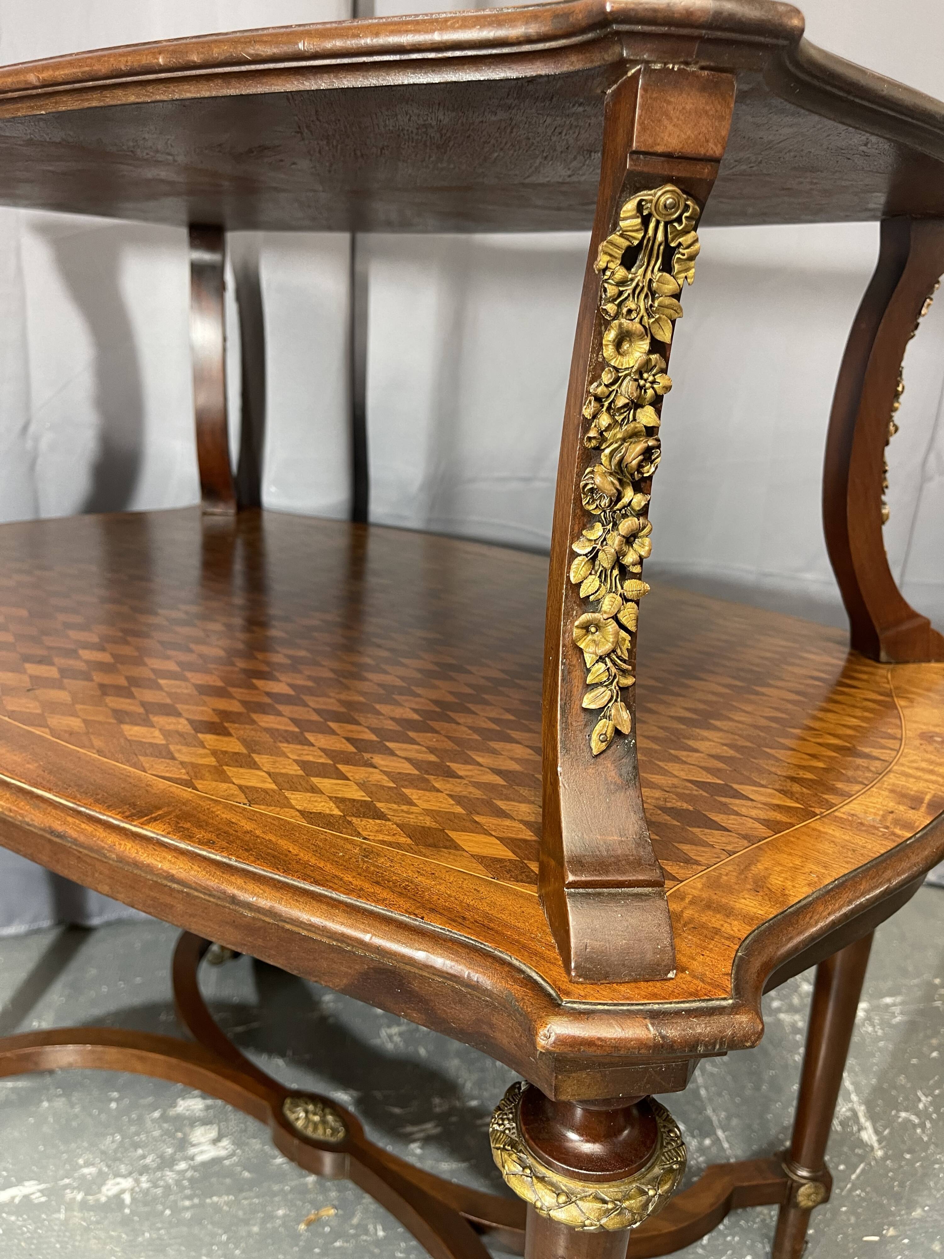 Tea table, marquetry living room table, early 20th century