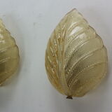 Set of 2 swedish leaf shaped wall sconces Fritz Kurz  for Orrefors, 1960s