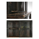 Black-patinated wooden glass cabinet