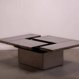 Table basse Belgo en métal brossé chromé