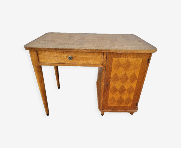Bureau 1 porte 5 tiroirs 1950 en chene