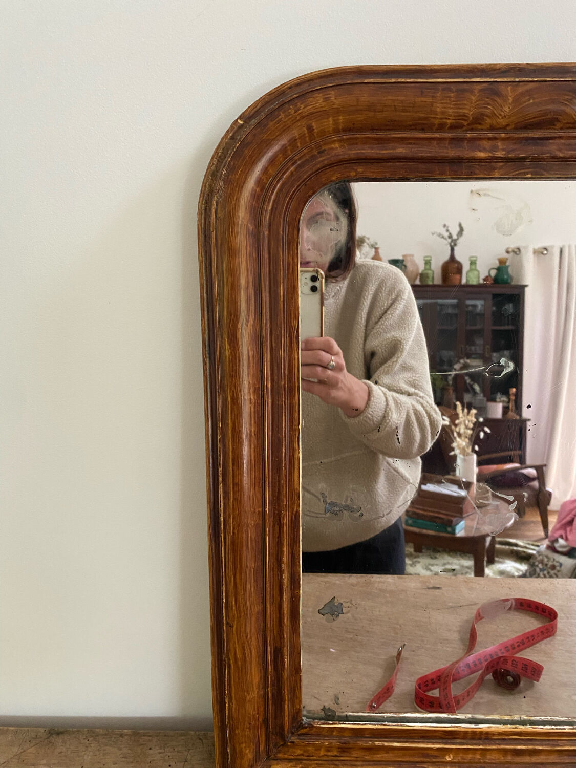 Antique Louis Philippe mirror with wooden plate