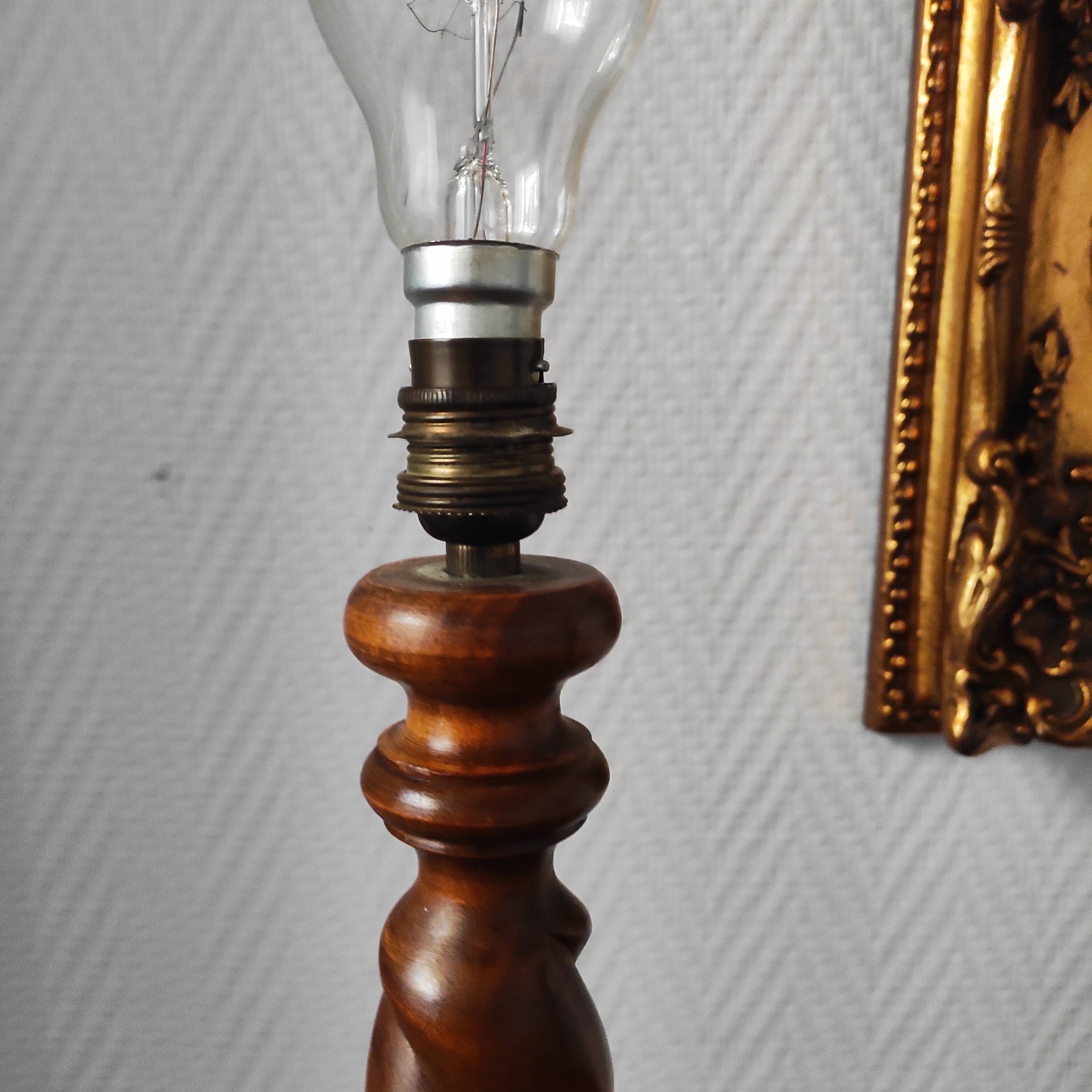 French lamp from the mid-20th century in twisted wood.