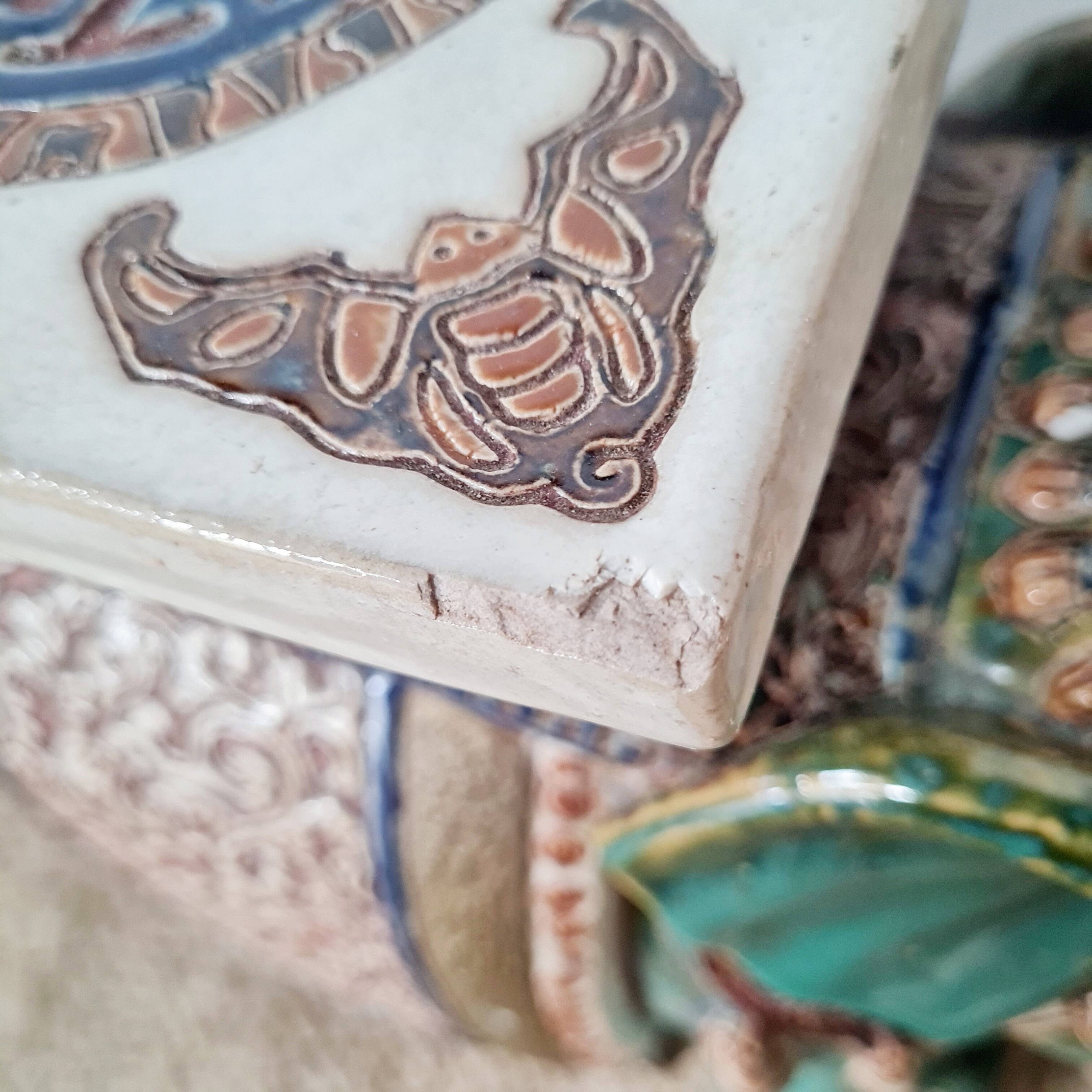 Plant stand - Vintage elephant stool in glazed ceramic