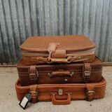 Lot de valises vintage en cuir