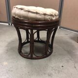 Pouf stool in rattan and bamboo vintage