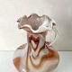 Vintage Murano glass vase, white and orange opaline from the 1970s.