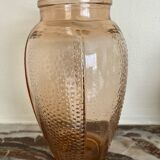 Art Deco pink molded glass vase