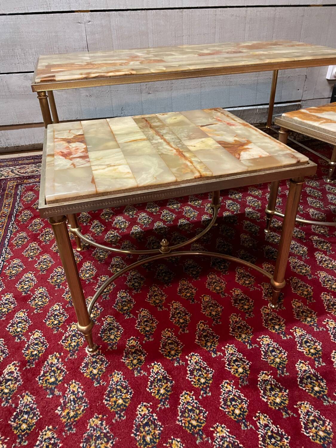 Nesting coffee table in onyx, 70s/80s design