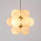 Kaiser Sputnik chandelier, molecular shape, 12 opal glasses, Germany, 1970s