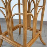 Vintage woven bamboo and wicker stool