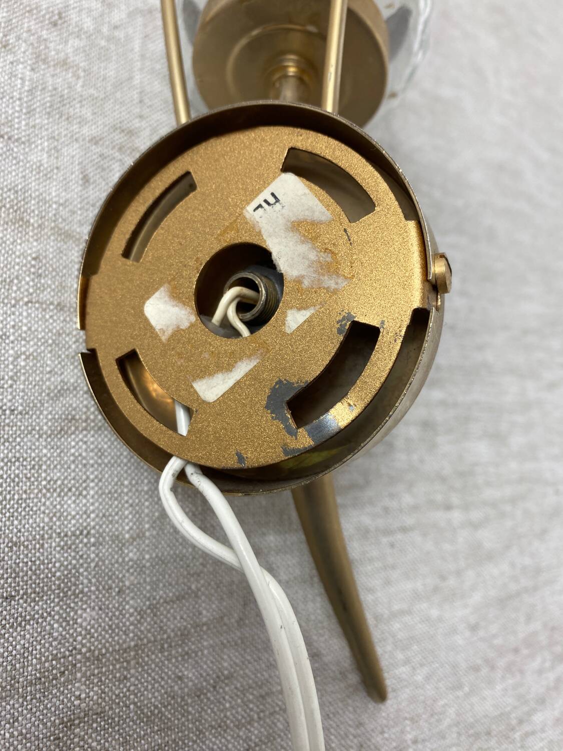 Brass and glass wall light, 1960