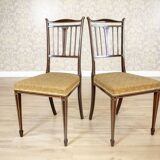 English Sheraton Style Armchairs and Chairs, Late 19th Century, Set of 4
