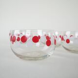 Set of glass bowls, Italian design, 1980s, made in Italy