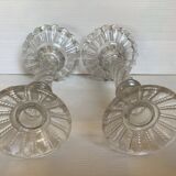 Pair of old twisted diamond tip candlesticks