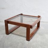 Vintage teak and glass coffee table