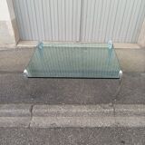 Vintage coffee table glass slab and chrome