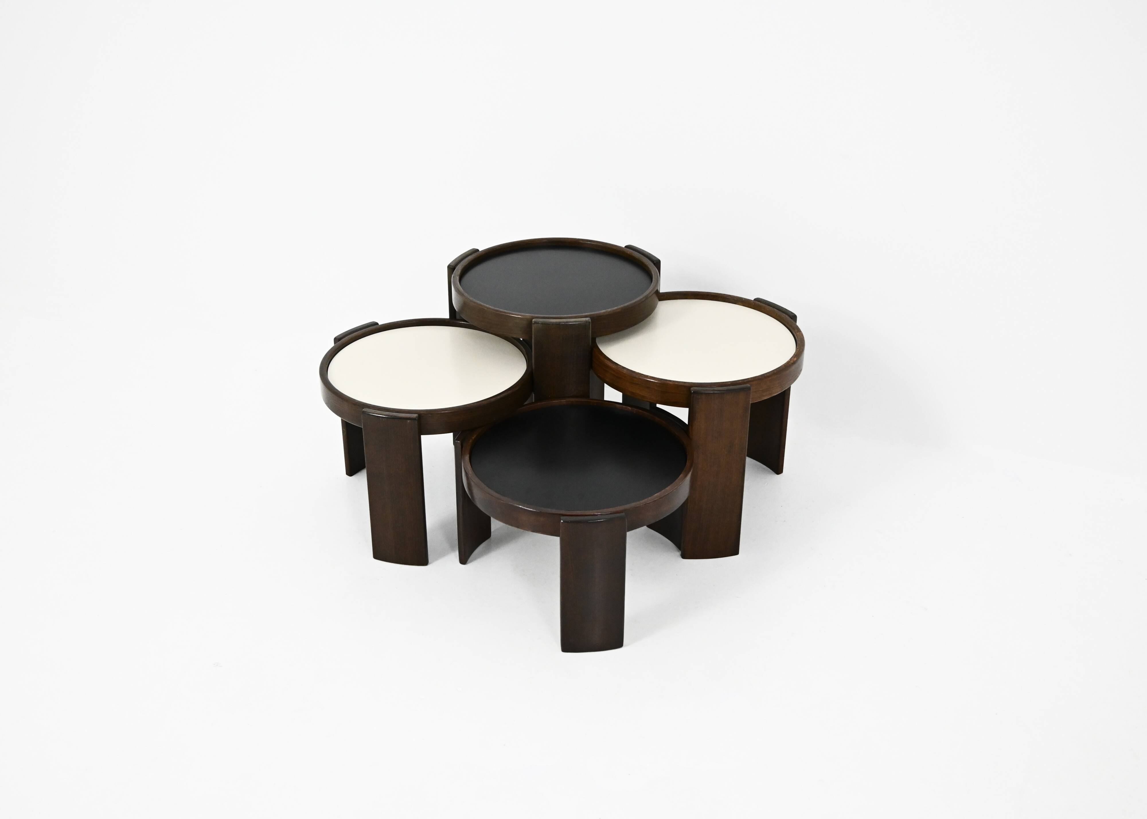 Nest tables model 780, created by Gianfranco Frattini for Cassina, year