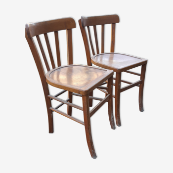 Pair of wooden bistro chairs