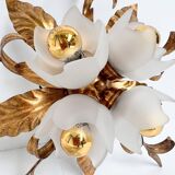 Gold plated XL ceiling lamp or wall lamp from Italy, 1970s