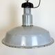 Large industrial midcentury grey enamel factory lamp, 1950s