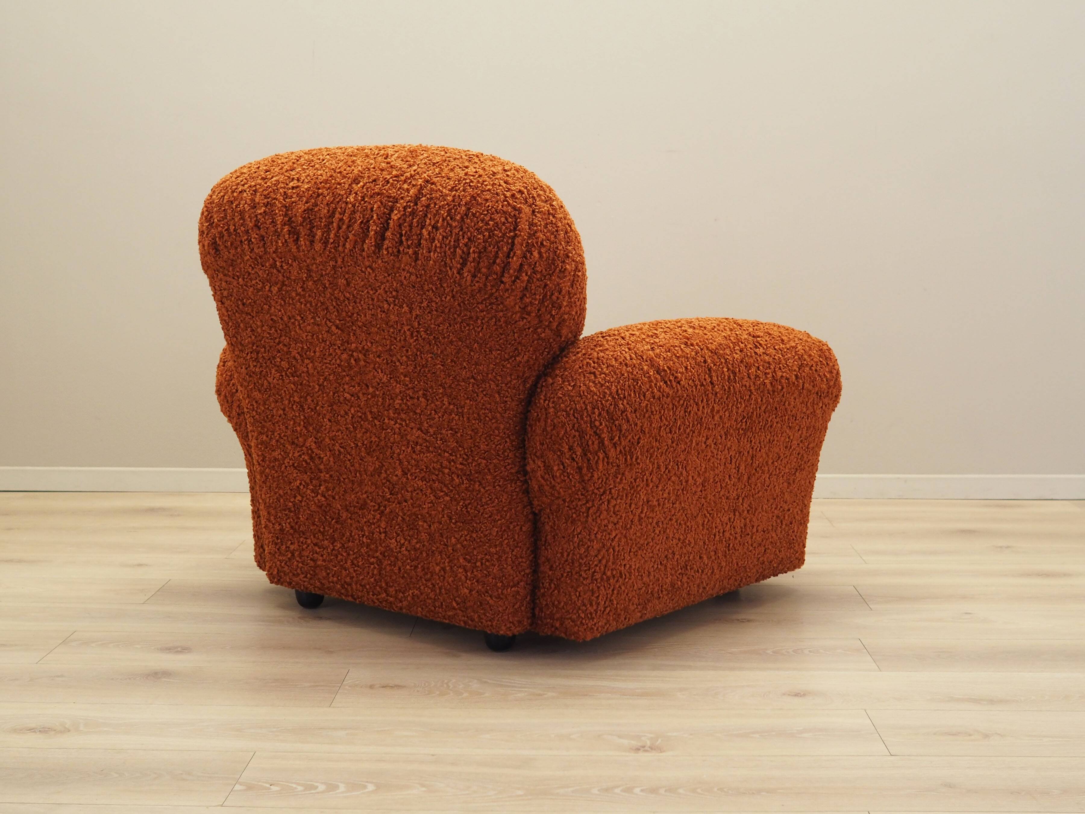 Orange armchair, Italian design, 1970s, production: Italy
