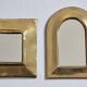 Ensemble de 3 miroirs en laiton formes arche et carré 11 x 15 cm