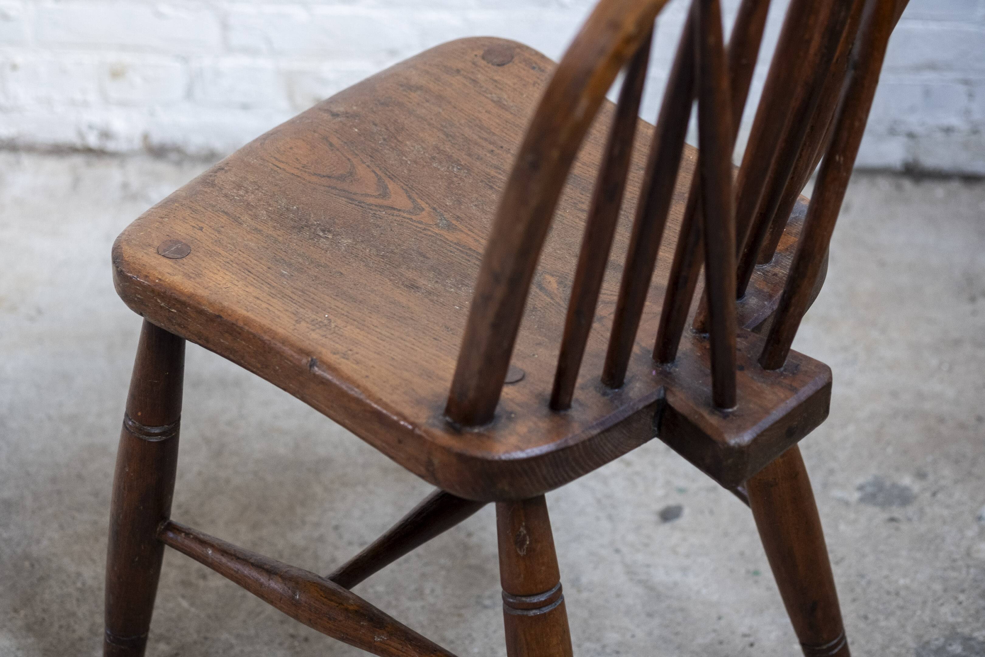 Early Charles Gibbons Windsor Chair in Elm, 1889 High Wycombe