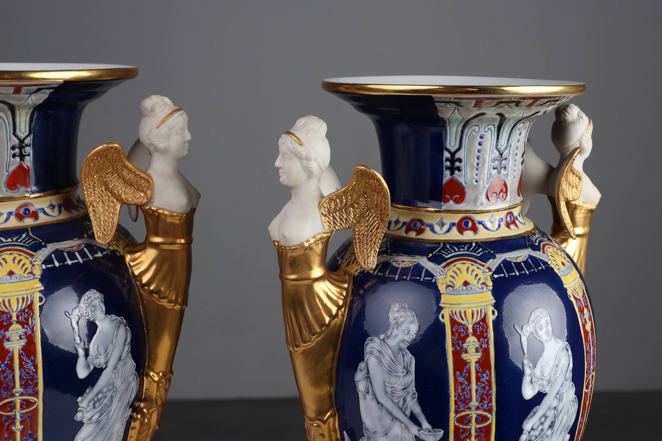 Pair Empire Porcelain Vases by August & Conrad Bauscher, Germany ca. 1900