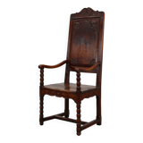 18th Century Liège Armchair in hand carved Oak, Belgium
