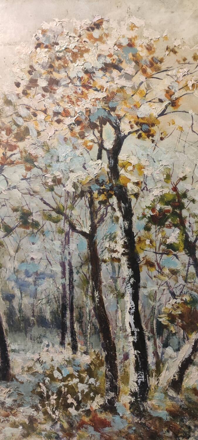 HST painting under snowy woods by Roland Arribas