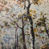 Tableau HST sous bois enneigé signé Roland Arribas