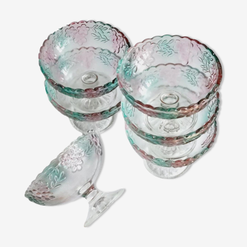 6 molded glass ice cream cups