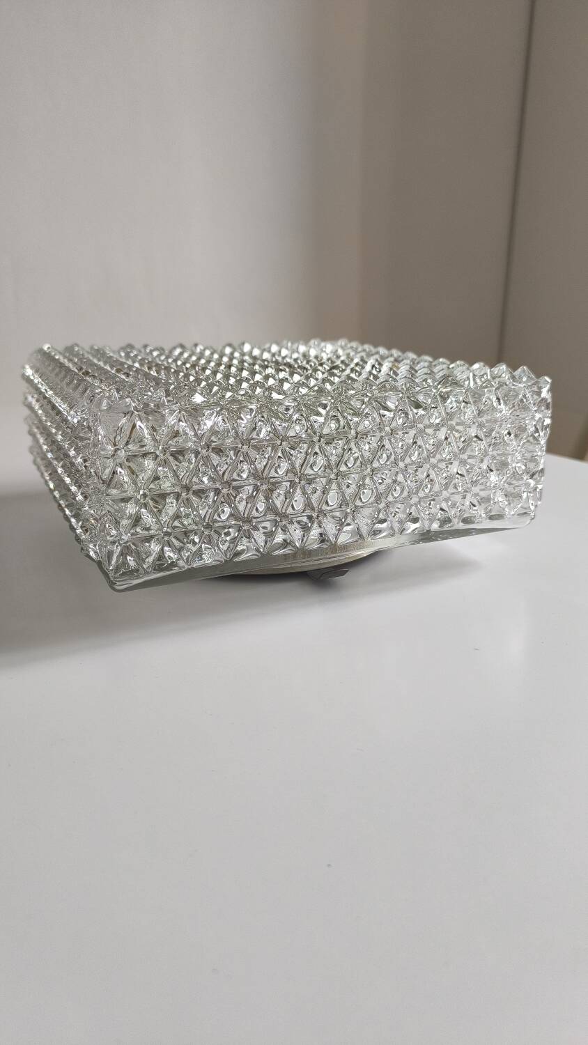 Plafonnier en verre ciselé des années 60