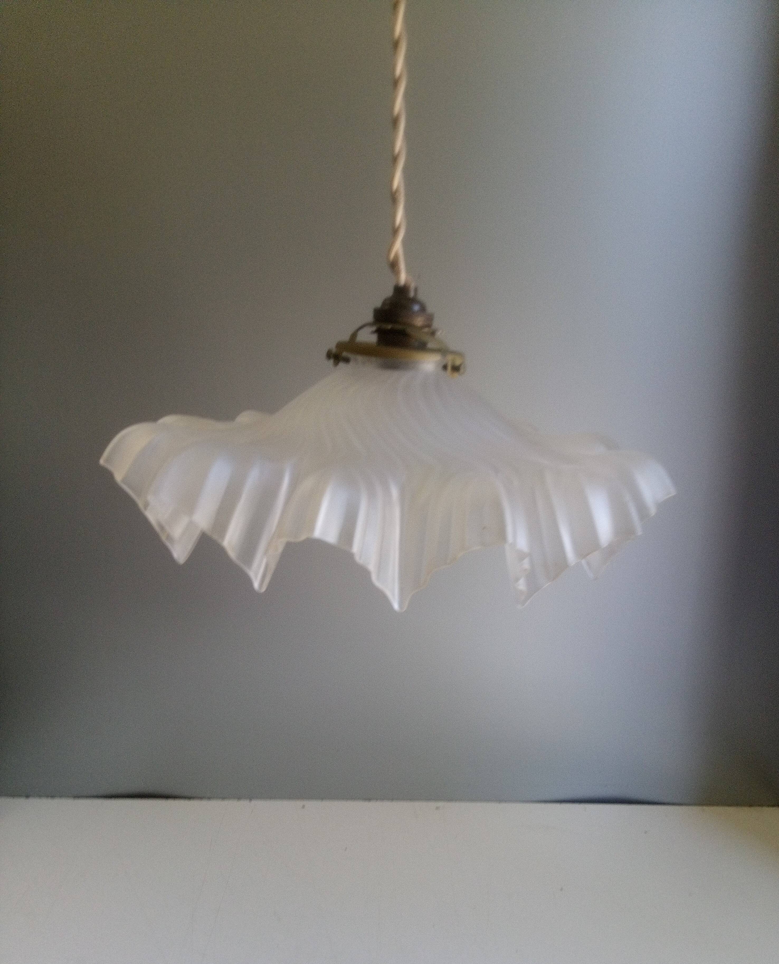 Antique molded glass pendant light - 1930-40