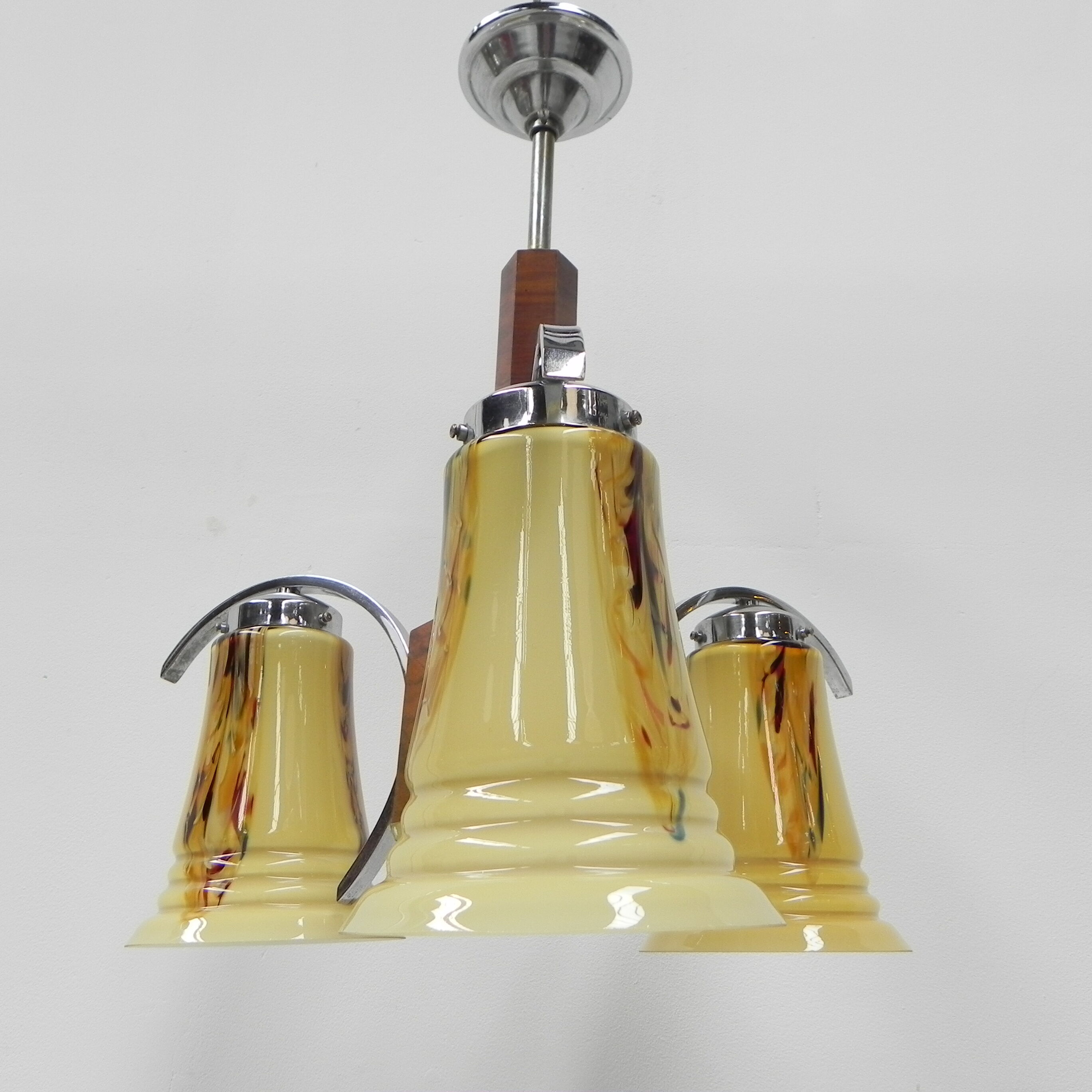 Art deco hanging lamp in glass