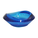 70s blue glass ashtray