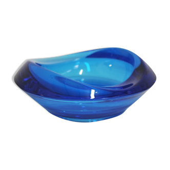 70s blue glass ashtray