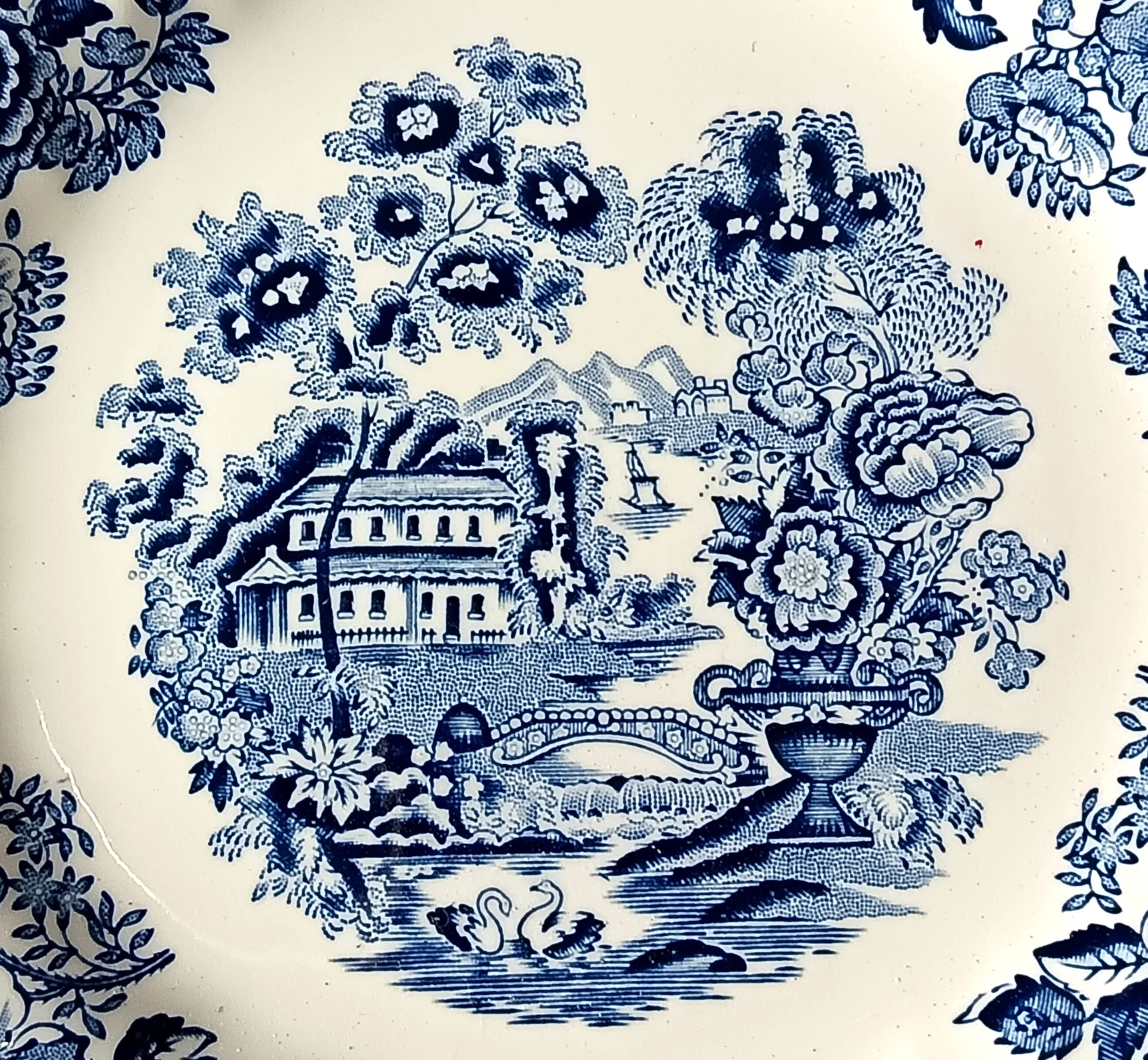 6 vintage ceramic dessert plates, churchill the georgian collecti