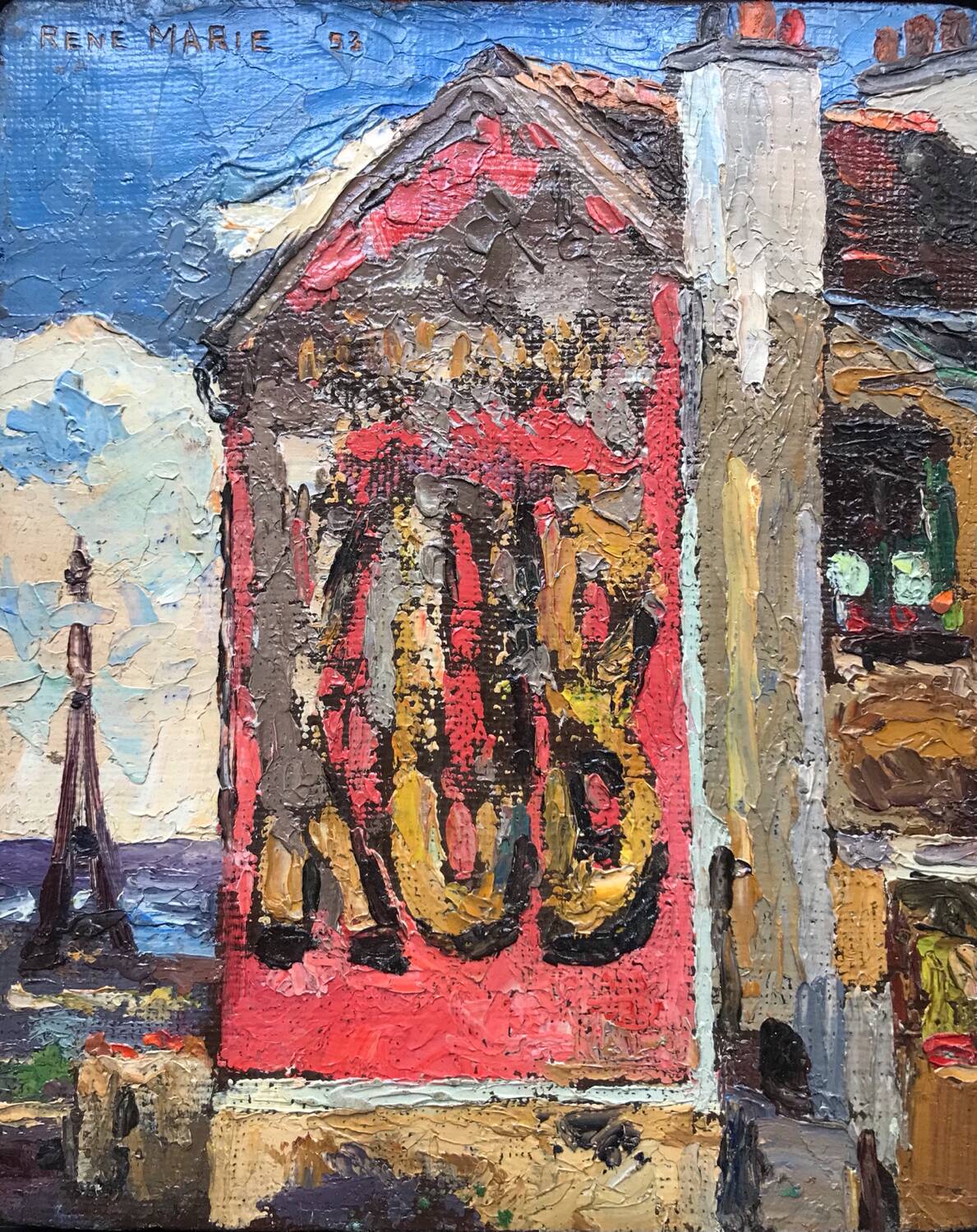 Oil on panel by René Marie (1890-1972). Montmartre