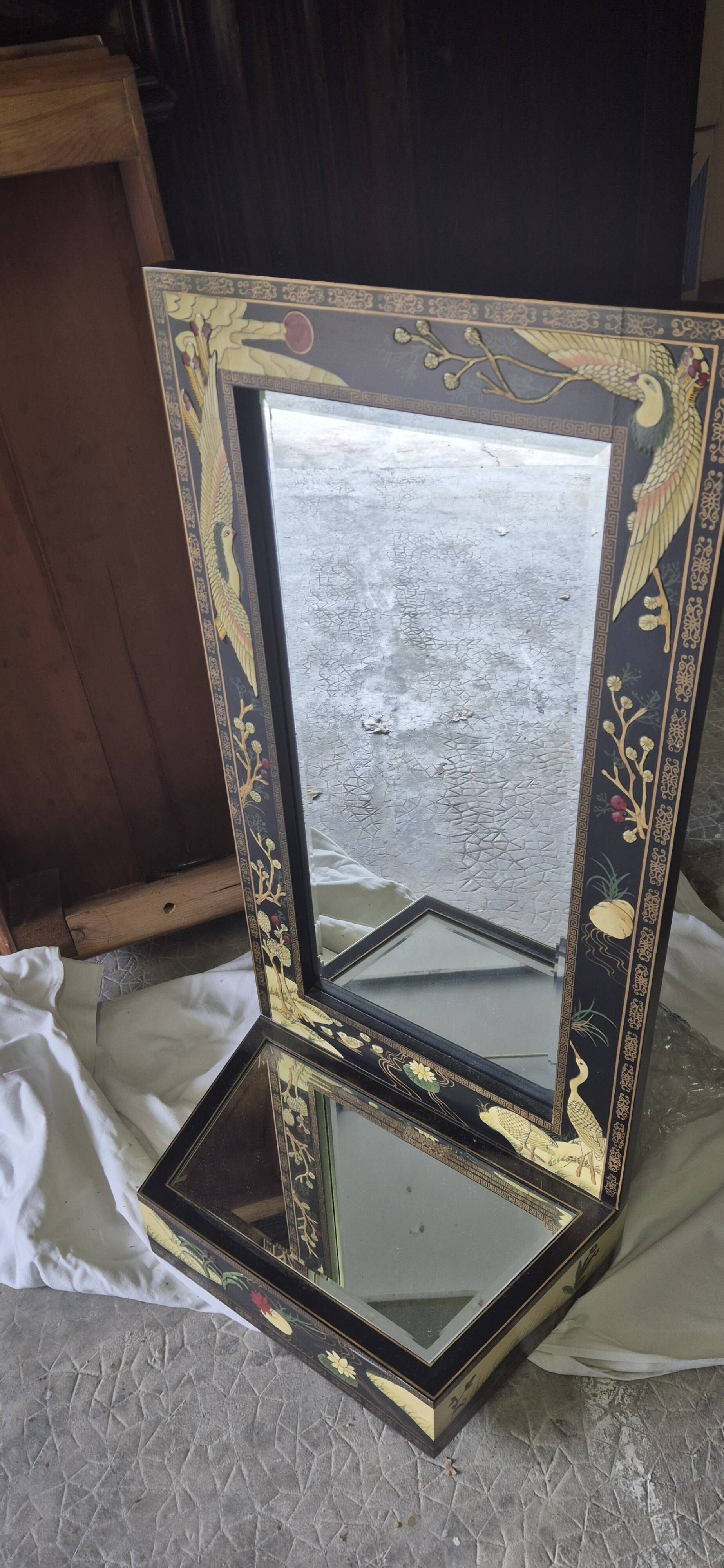 Chinese lacquer mirror "Peace and Tranquility" by Franklin Mint