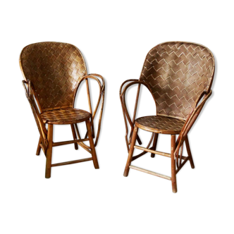 Braided vintage armchairs